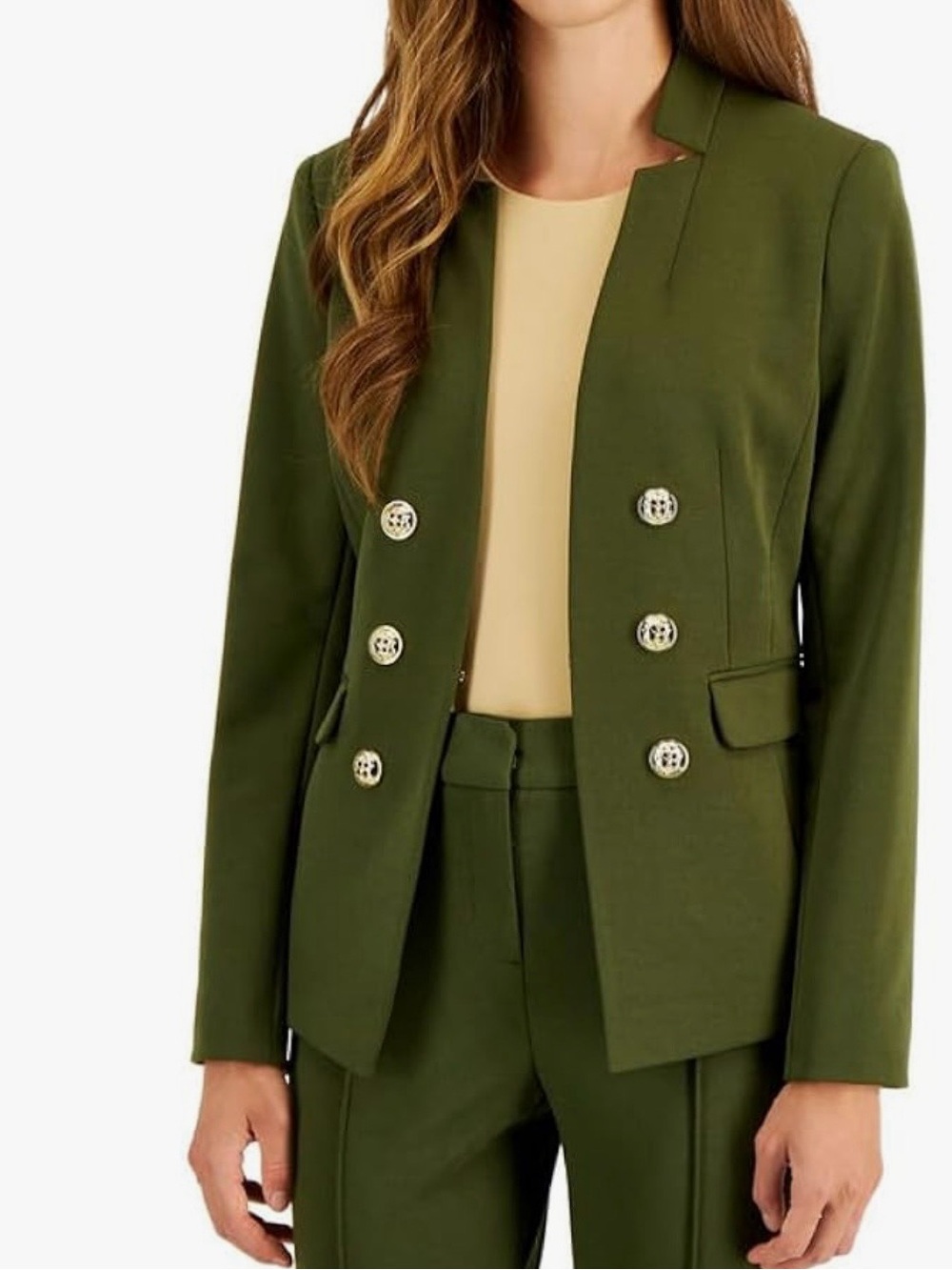 Women Tahari ASL Olive green pant suit 14/16 - Picture 2 of 8